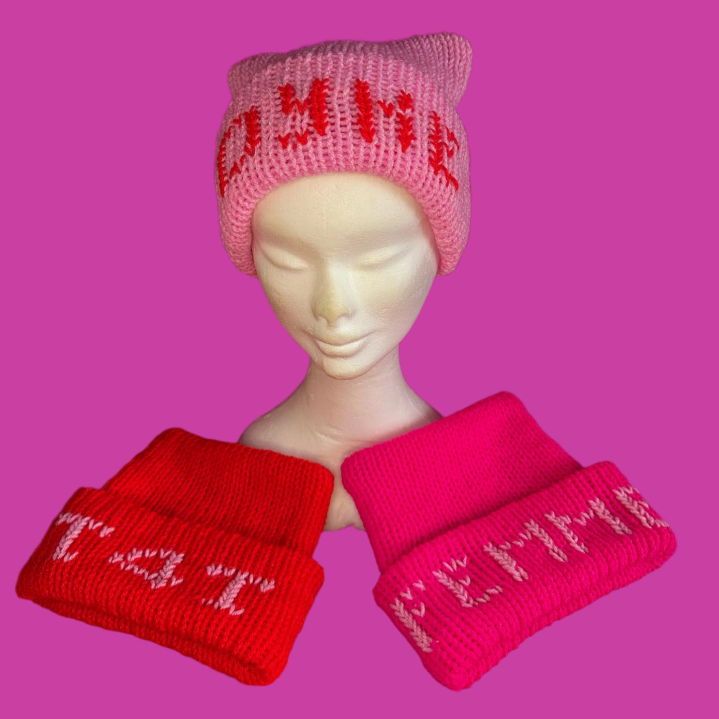 Knitted Cat Hats (with text)